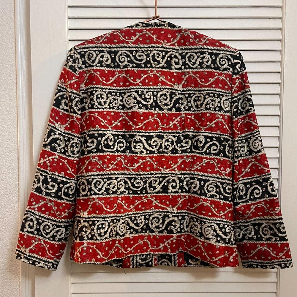 Vintage Made in USA Statement Jacket | Red Black Gold Geometric - Picture 4 of 9